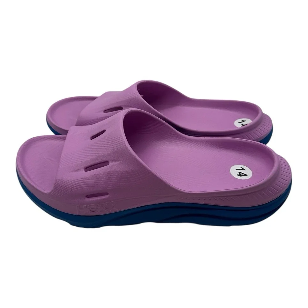 Hoka One One Ora Recovery Slide 3 Men Sz 14 Cyclamen Coastal Blue Slip On Sandal